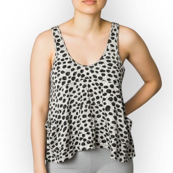 3.1 Philip Lim Spotted Cotton Tank Top Black and Gray Size S - Picture 1 of 11
